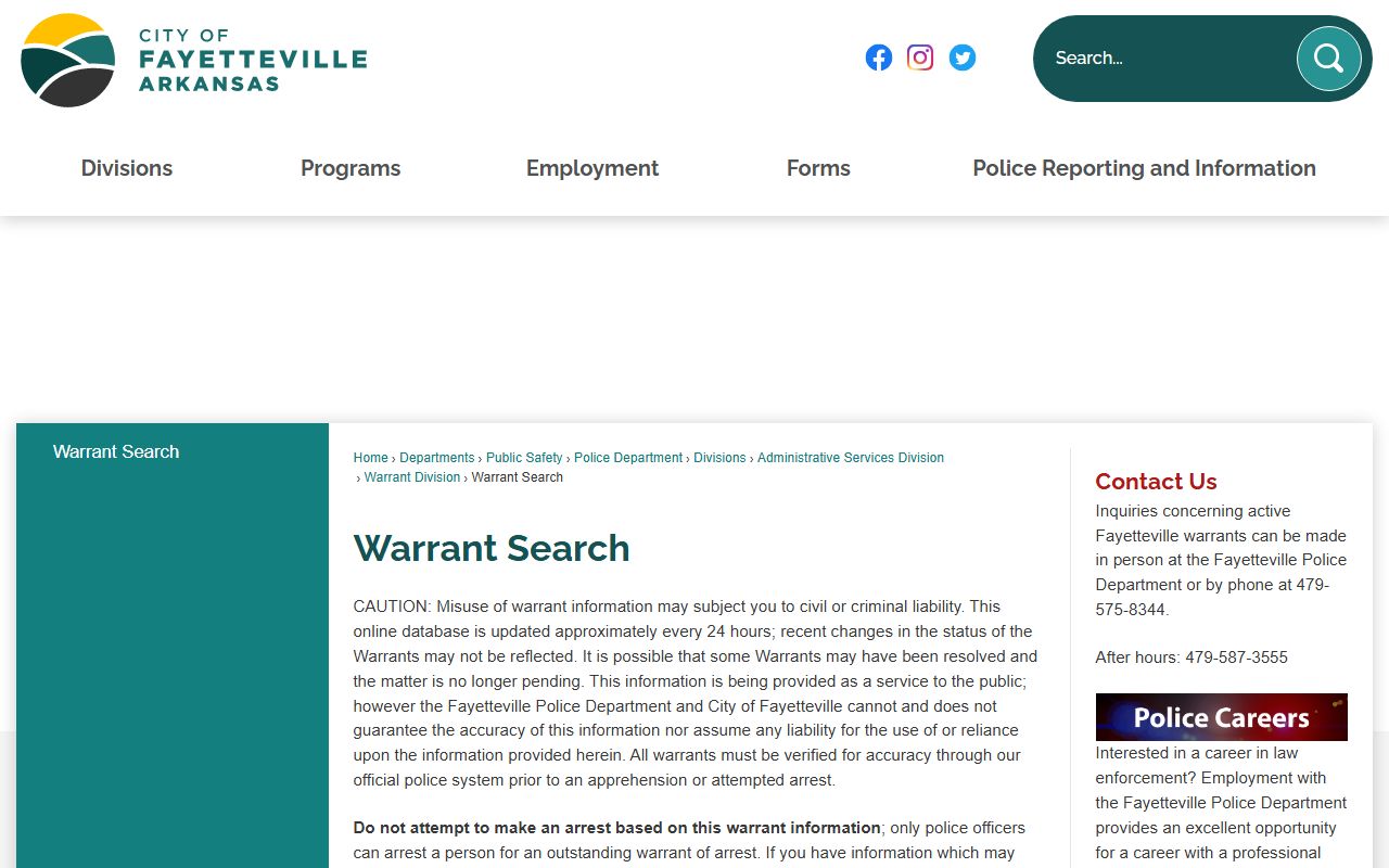 Fayetteville Busted Mugshots warrant search page