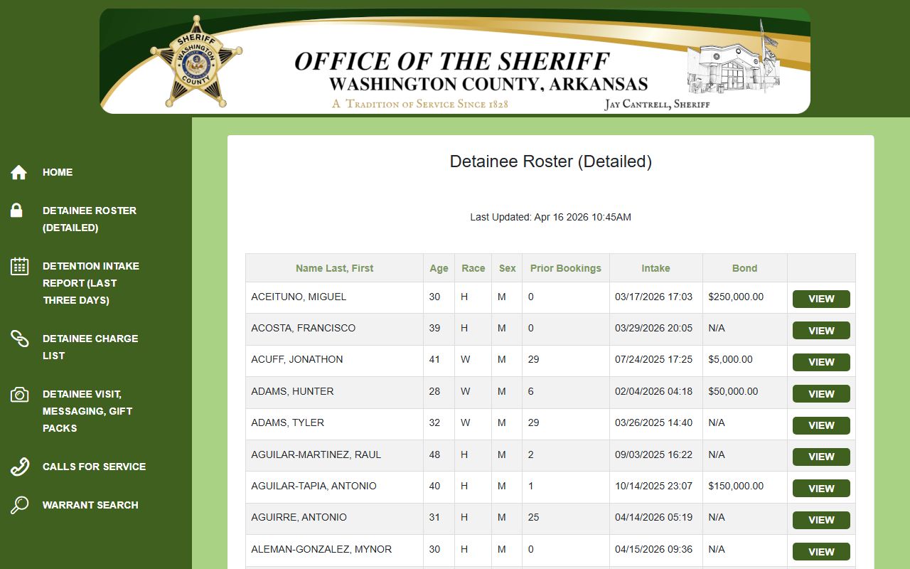 Washington County Busted Mugshots Washington County Detainee Roster